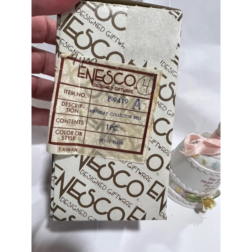 Vintage Enesco Birthday Collector Bell Age 4 1980’s Petite Fleur